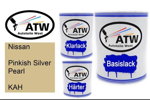 Nissan, Pinkish Silver Pearl, KAH: 1L Lackdose + 1L Klarlack + 500ml Härter - Set, von ATW Autoteile West.
